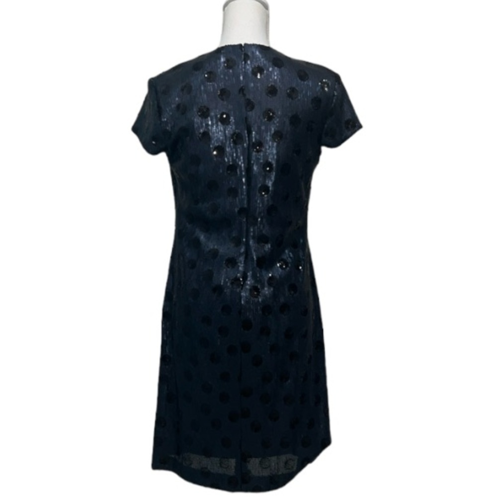 Lauren Ralph Lauren blue sequin Dress Black polka dot details SIZE 8 - Picture 5 of 16